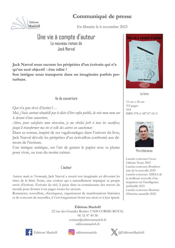 Communiqué de presse – Une vie à compte d’auteur