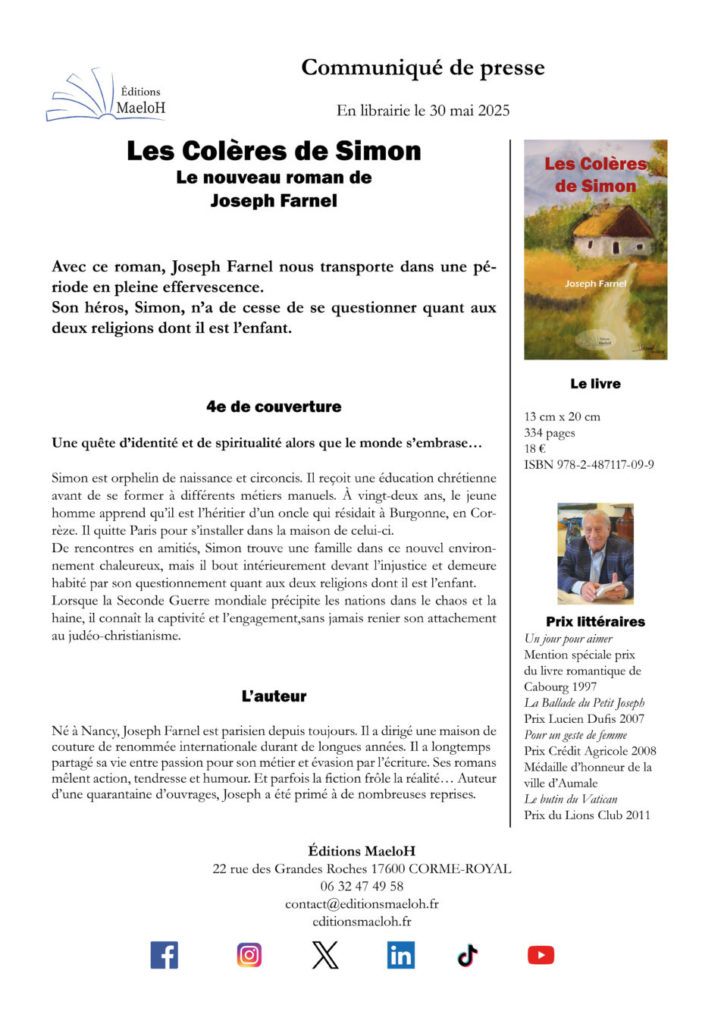 Communiqué de presse – Les Colères de Simon